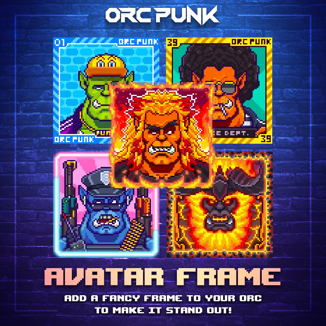OrcPunkNFT's tweet photo. Introducing "Avatar Frame" 

Make it fancy with avatar frame!
This will be available soon.

Basic Frame = 2 Bronze Coin
Rare Frame= 1 Silver Coin
Animated Frame= 1 Gold Coin

#orcpunk #nft #nftart #nftcollector #nftartist #nftcommunity #ethereum https://t.co/EWSQABAhro