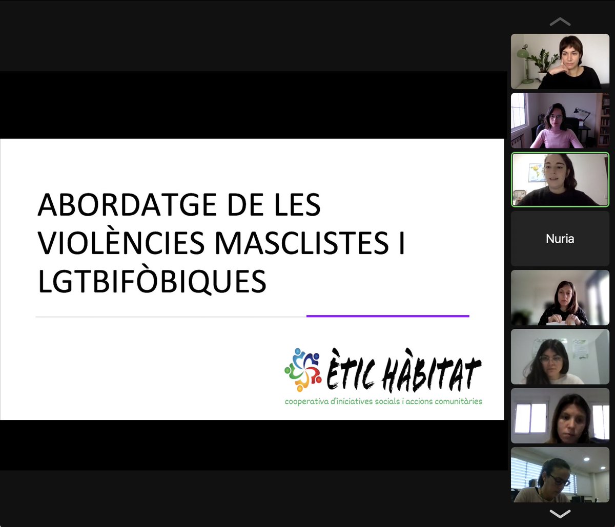 Aimaid_'s tweet photo. Avui @etichabitat estem impartint la 1º sessió de la formació "Abordatge de les Violències masclistes i Lgtbifòbiques" dirigida a professionals de l'àmbit social. #formacio #feminisme https://t.co/Swmy0yWgOt