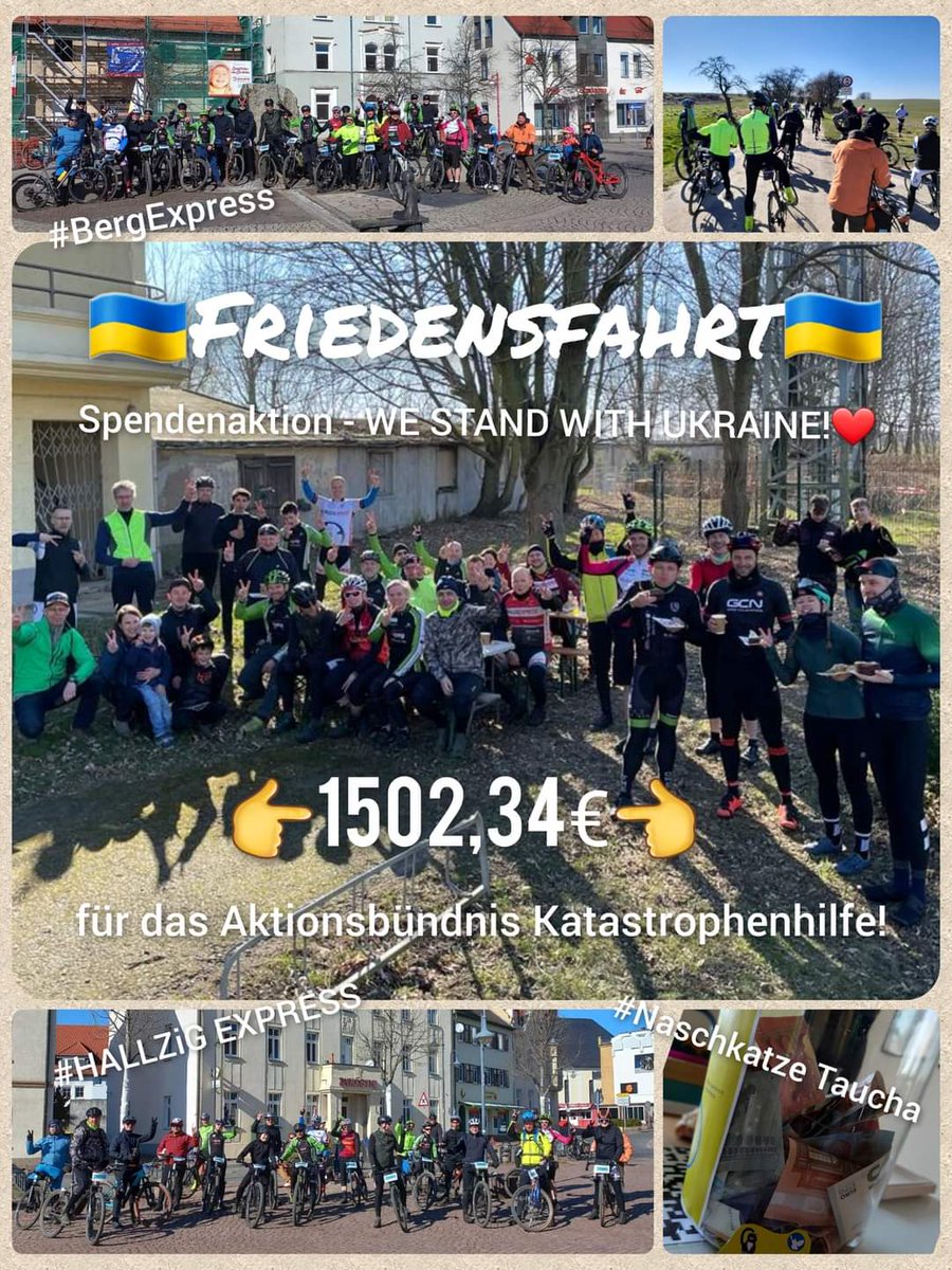 hallzigexpress's tweet image. ❤️Friedensfahrt ❤️
Vielen Dank für eure Herzlichkeit und Menschlichkeit - und für eure Spenden!
#standwithukraine #peace #friedensfahrt #spendenaktion #radfahrenmachtglücklich #gemeinsamsindwirstark #aktionsbündniskatastrophenhilfe