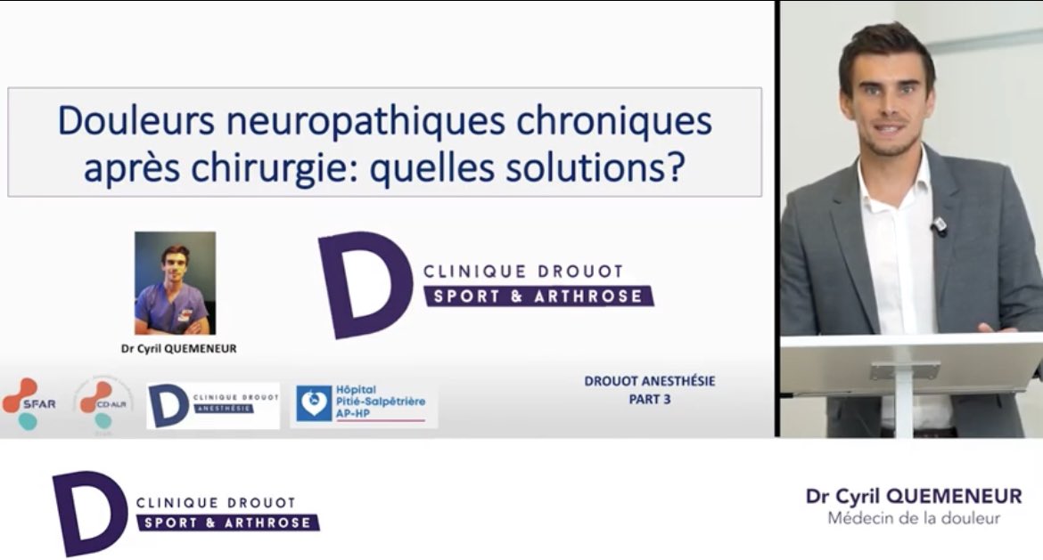 Découvrez notre série sur la prise en charge de la douleur péri-opératoire au D-congrès de la Clinique Drouot Sport&Arthrose 3️⃣ Dr @_Lirycs_ Douleurs neuropathiques chroniques après chirurgie : Quelles solutions ? youtu.be/bhzsJrc2BKw