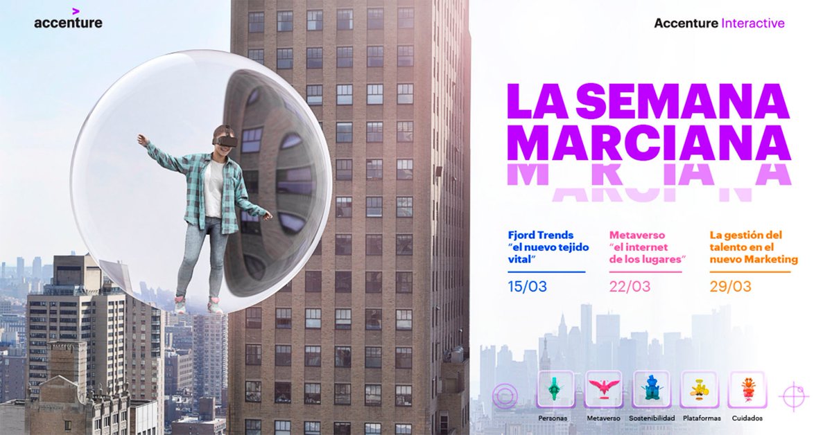 JaviMostoles's tweet photo. Mañana comienza #LaSemanaMarciana, 

¡3 citas imprescindibles con #AccentureInteractive que este año pone el foco en nuestras #FjordTrends!

@AccentureSpain @AccentureActive 

 https://t.co/ZS8az9NE0J https://t.co/4WcUiN7s7l