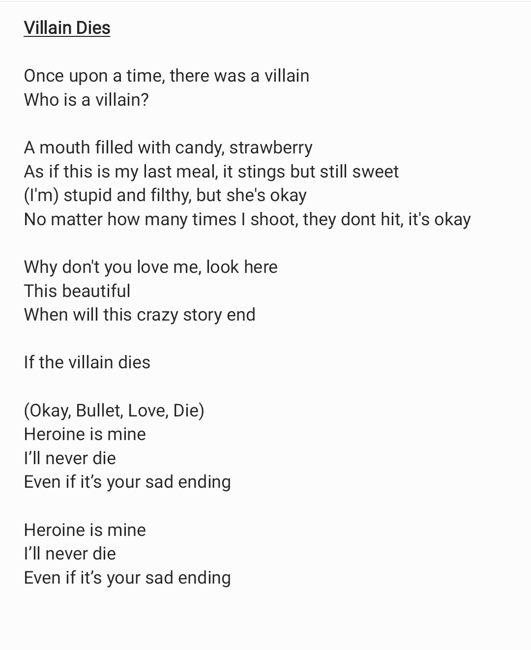 sloww노랑 on Twitter "Villain dies (eng trans lyrics) Soyeon said that