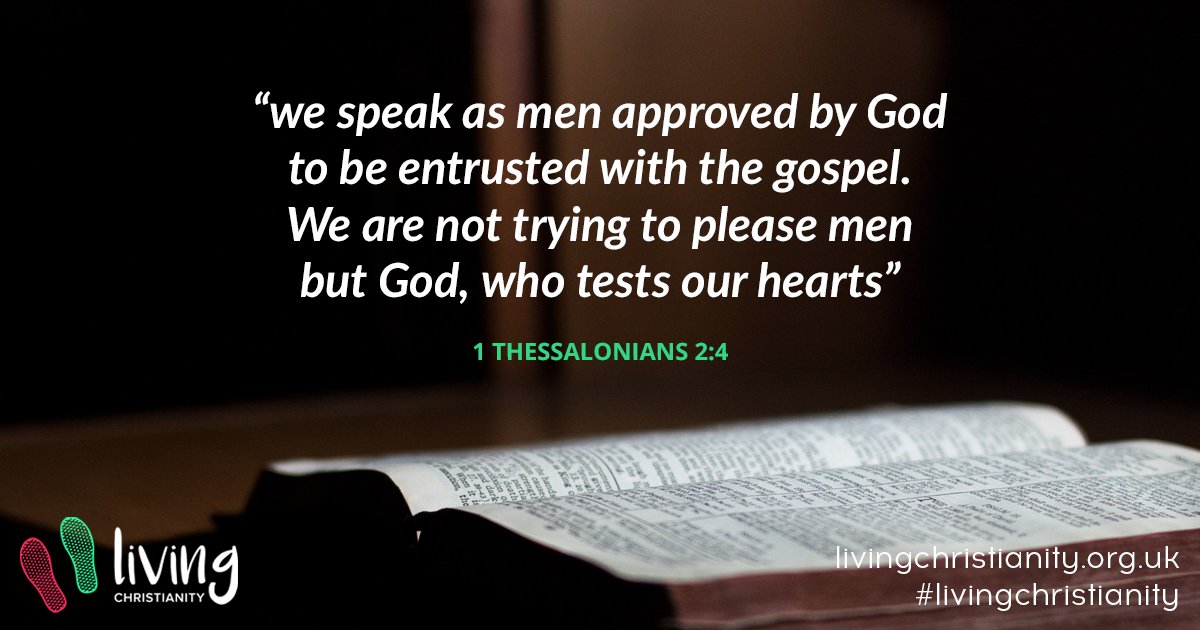 livingchristorg's tweet photo. 1 Thessalonians 2:4 #livingChristianity #fulltimedisciple #quoteoftheday #MondayMotivation https://t.co/DxdfAFytun
