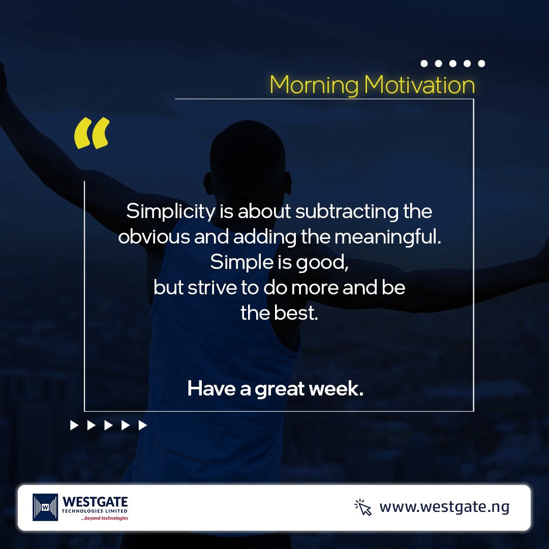 westgateng_'s tweet photo. Another great week to set &amp; smash your Goals! 🗒

Doing simple things is the first step towards achieving your goals. 

Do simple things this week!

#westgatetechnologies #Mondaymood #Mondaymotivation #Mondayvibes #morningmotivation #Plan #Fortheweekahead https://t.co/JbTKMEgGLz