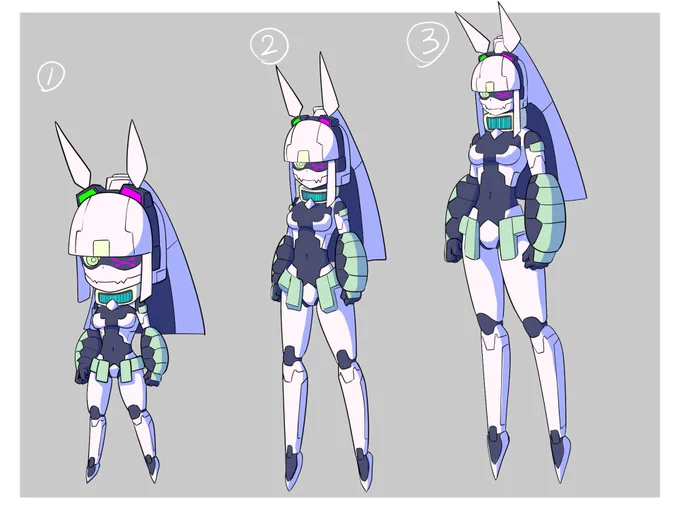 いろんな頭身で描けるといいよね〜♪('ε` )
みなさんはどれが好きですか?
#ロボ娘  #メカ娘 #ZHart 