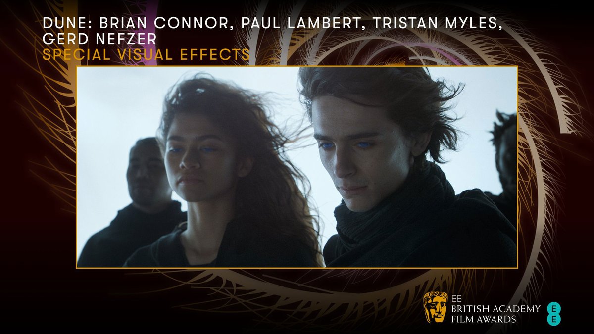 ArtofVFX's tweet photo. Congratulations to the #Dune #VFX team (#BrianConnor, #PaulLambert, #TristanMyles, #GerdNefzer) to have won the Special Visual Effects award at the @BAFTA! https://t.co/pPLOYKTZRQ https://t.co/G0lhU1MTxK
