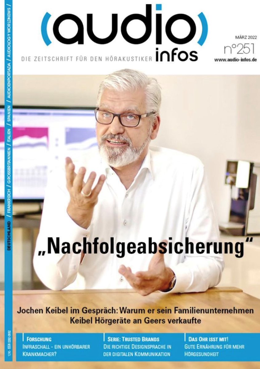 In der März-Ausgabe von Audio Infos erzählt Jochen Keibel, warum er sein Familienunternehmen Keibel Hörgeräte an Geers verkaufte. #hoerakustik #besserhoeren #hoergesundheit #geers #keibelhoergeraete #familienunternehmen #hoergeraete #hoersysteme #audioinfos #audioinfosdeutschland