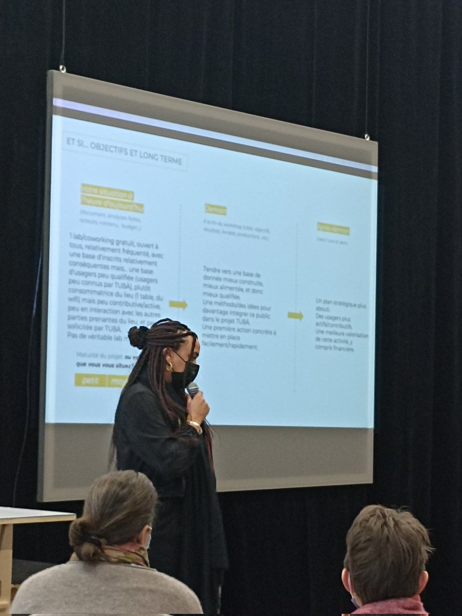 erasme's tweet photo. 💬@tuba_lyon présente son objectif pour le workshop #BioInspiré : comment impliquer les bénéficiaires d'un tiers lieu à ses activités et à son écosystème territorial 🏙️ #bioinspiraction #resiliencepublique 🌱 https://t.co/fbyjLAfj7i