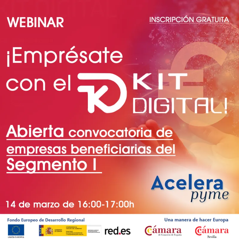 Xtrared's tweet photo. ¿Quieres resolver tus dudas sobre el #Kitdigital? @lfonsoblanco de @camaradesevilla te espera en el webinar de hoy a las 16,00h : https://t.co/3x552HL5NH
Recuerda, mañana 15 de marzo comienza la 1ª convocatoria para empresas de 10 a 49 trabajadores).
#XTRARED #agentedigital https://t.co/8sYNtj2Gn0