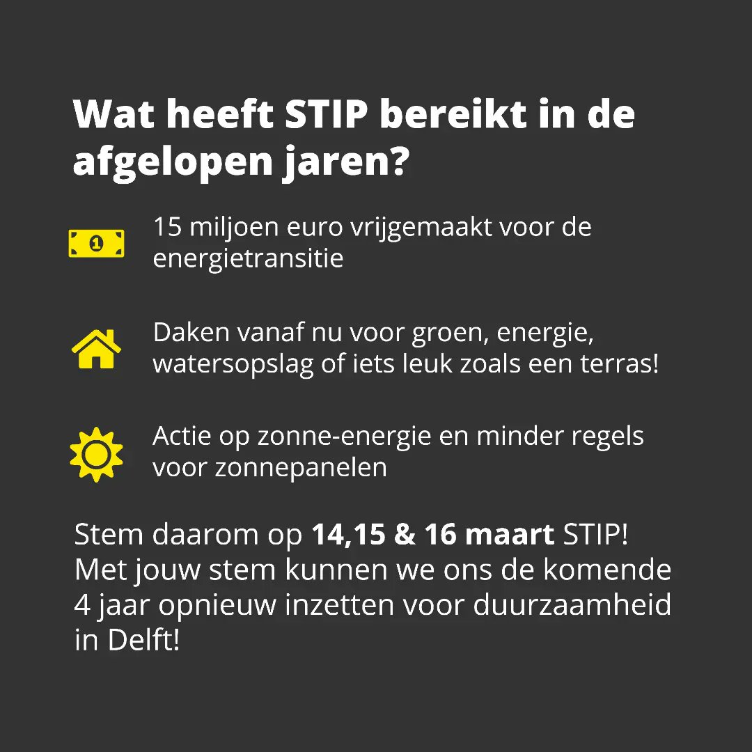 edwinijsman's tweet photo. Wat vindt STIP van de stelling: ‘Dit is hét moment voor Delft om fundamentele keuzes te maken en te investeren in klimaat en milieu.’ ❓
Lees het in deze post en swipe ▶ voor de bereikte punten van STIP op het gebied van duurzaamheid♻️
#StemStip #GoedGeregeld https://t.co/L0XrhJ0jW9