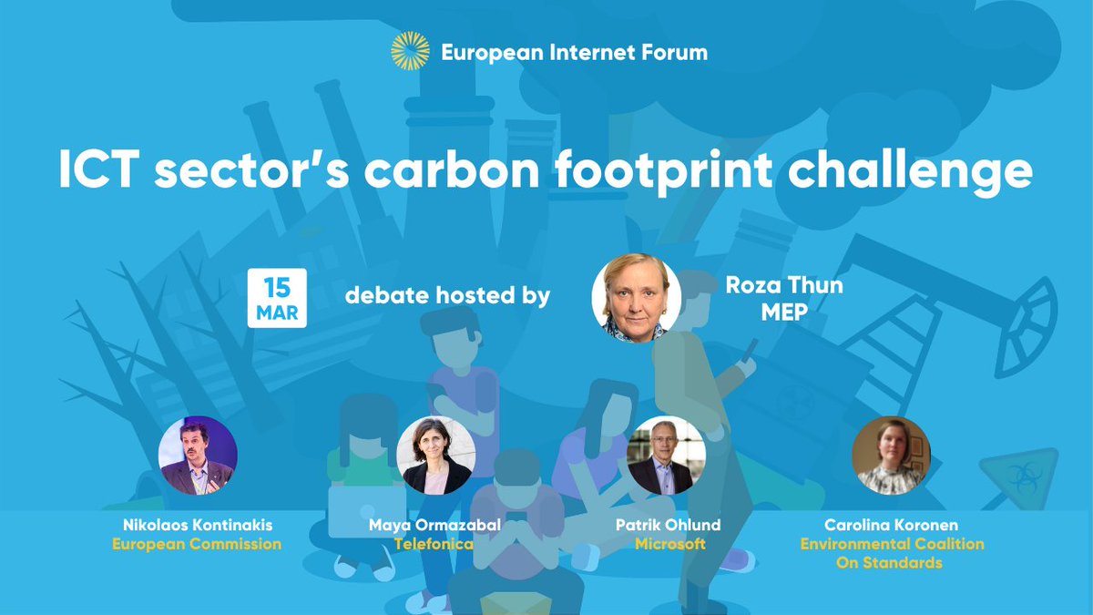 #ICT provides essential technologies to help 🇪🇺 reach its 🌱 green ambitions and enable the transition towards a more #circulareconomy.

🗓 Tomorrow from 16h, MEP @rozathun will host our discussion on the "ICT sector's #carbonfootprint challenge" 👉🏻 bit.ly/1C7crb