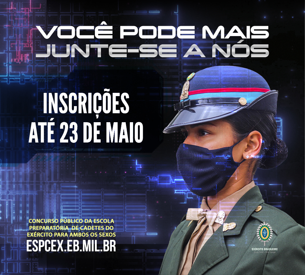 Exército Brasileiro 🇧🇷 on X: Últimos dias para você realizar as  inscrições para o concurso da Escola Preparatória de Cadetes do Exército  (EsPCEx). Não perca o prazo! Acesse:   #ConcursoExército #EsPCEx2022 #concursopublico #