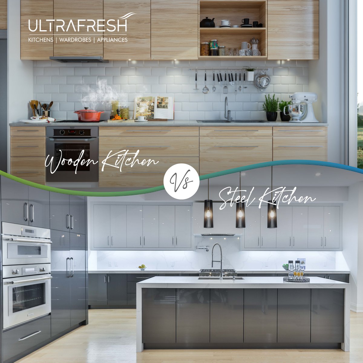 ultrafresh_life's tweet photo. Pick your side!
A Wooden or Steel Finish Kitchen?
Choose the one that suits your requirements.

#ThisIsFresh #Ultrafresh #modular #modularsolution #designs #kitchen #modularkitchen #kitchenremodel  #kitcheninteriors #customdesign #kitcheninspo #InteriorDesign https://t.co/M0RfTLV00d