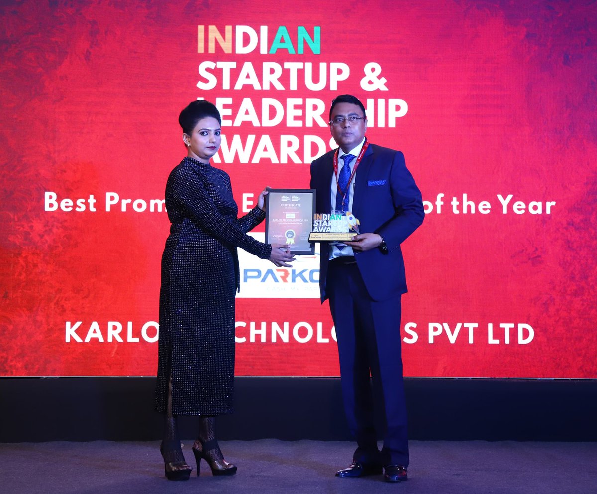 PARKOSiApp's tweet photo. CONGRATS #jharkhand
@KARLOSiTech won two AWARDS at INDIAN STARTUP &amp; LEADERSHIP SUMMIT held in New Delhi on 11th March 2022.
PARKOSi awarded the "BEST STARTUP OF THE YEAR" &amp; "BEST PROMISING ENTERPRENEUR OF THE YEAR" @HemantSorenJMM @BannaGupta76 @msdhoni
 #startupindia #nitiaayog https://t.co/CluTAyIyiV