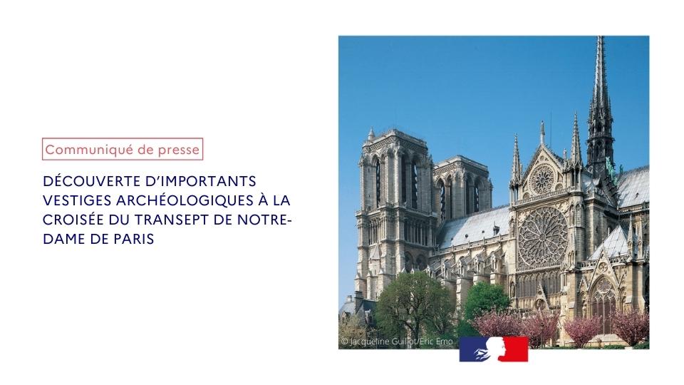 MinistereCC's tweet photo. #CommuniquédePresse | Une opération de fouilles archéologiques préventives à la croisée du transept de Notre-Dame de Paris a permis la mise au jour de fragments de l’ancien jubé et un sarcophage en plomb datant probablement du XIVe siècle. 
👉 https://t.co/5ZdOjpAUtc https://t.co/YGkyuKGJUu