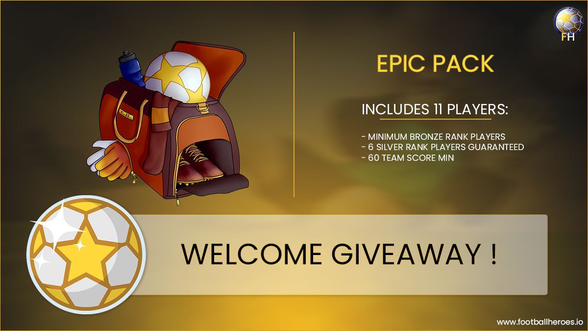 Football Heroes (@fbheroes_bsc) on Twitter photo ⭐Heroes, we organize a welcome #giveaway!
We're giving an Epic Pack (700$ value💰)
To enter :
1. Follow <a href="/FBHeroes_BSC/">Football Heroes</a>⚽
2. Like & RT 💙
3. Tag 2 friend 👤
Draw in 48h !
Winning this #giveaway is a free entry into the FootbalHeroes stadium, take advantage of it ! ⭐Heroes, we organize a welcome #giveaway!
We're giving an Epic Pack (700$ value💰)
To enter :
1. Follow <a href="/FBHeroes_BSC/">Football Heroes</a>⚽
2. Like & RT 💙
3. Tag 2 friend 👤
Draw in 48h !
Winning this #giveaway is a free entry into the FootbalHeroes stadium, take advantage of it !
