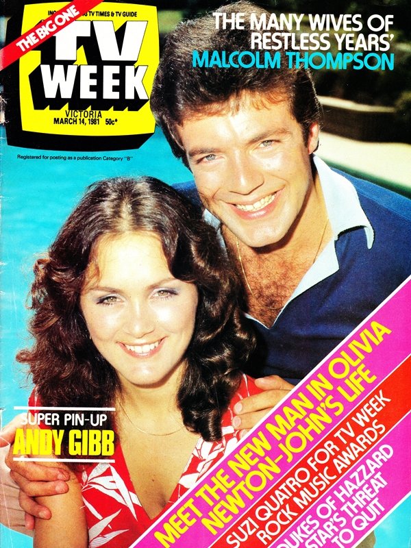 TelevisionAU's tweet photo. Today, 1981: Malcolm Thompson and Zoe Bertram from #TheRestlessYears on the cover of @TVWEEKmag
- The cast of the new @Channel10AU series "Holiday Island"
- '50s fashion from #TheRestlessYears
- Readers respond to earlier criticism of @abctv #PlaySchool https://t.co/yBxGFZYJwc