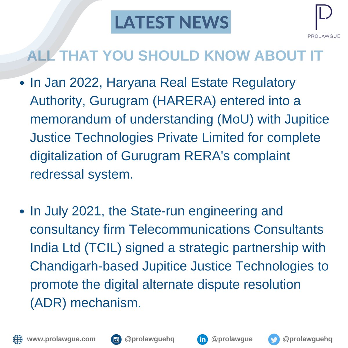 ProlawgueHQ's tweet photo. #LATEST #NEWS! 🔥
@IndianMediation (IIAM) has signed an MoU with @Jupitice to offer digitalised #ADR services. 💯
We've covered all that you'd need to know about it! 👇
Source: https://t.co/xUIsqOI7uj
#prolawgue #lawtwitter #legaltech #legaloperations #investment #onlinedispute https://t.co/ie50YJyiMr