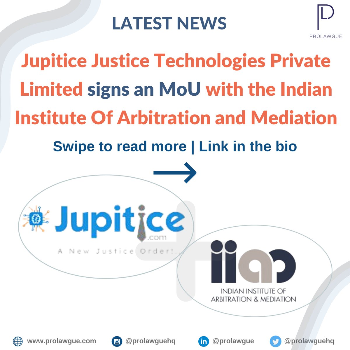 ProlawgueHQ's tweet photo. #LATEST #NEWS! 🔥
@IndianMediation (IIAM) has signed an MoU with @Jupitice to offer digitalised #ADR services. 💯
We've covered all that you'd need to know about it! 👇
Source: https://t.co/xUIsqOI7uj
#prolawgue #lawtwitter #legaltech #legaloperations #investment #onlinedispute https://t.co/ie50YJyiMr