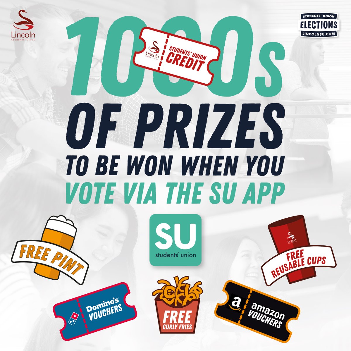 THOUSANDS OF PRIZES 𝗧𝗢 𝗕𝗘 𝗪𝗢𝗡! 🎁

📲 All you have to do is 𝗩𝗢𝗧𝗘 𝗜𝗡 𝗧𝗛𝗘 𝗦𝗨 𝗘𝗟𝗘𝗖𝗧𝗜𝗢𝗡𝗦 𝗩𝗜𝗔 𝗧𝗛𝗘 𝗦𝗨 𝗔𝗣𝗣!

Amazon Vouchers, Domino's Vouchers, SU Credit, free pints and more!! 🤯

➡️ lincolnsu.com