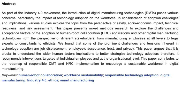 drmaxlwilson's tweet photo. Im super pleased for @Natalie_TechLaw and others from the @DigiTOP_Project with this new article out on "Workplace 4.0: Exploring the Implications of Technology Adoption in Digital Manufacturing on a Sustainable Workforce" 
- https://t.co/HvPrYPK092 https://t.co/z1kDa3yrAa