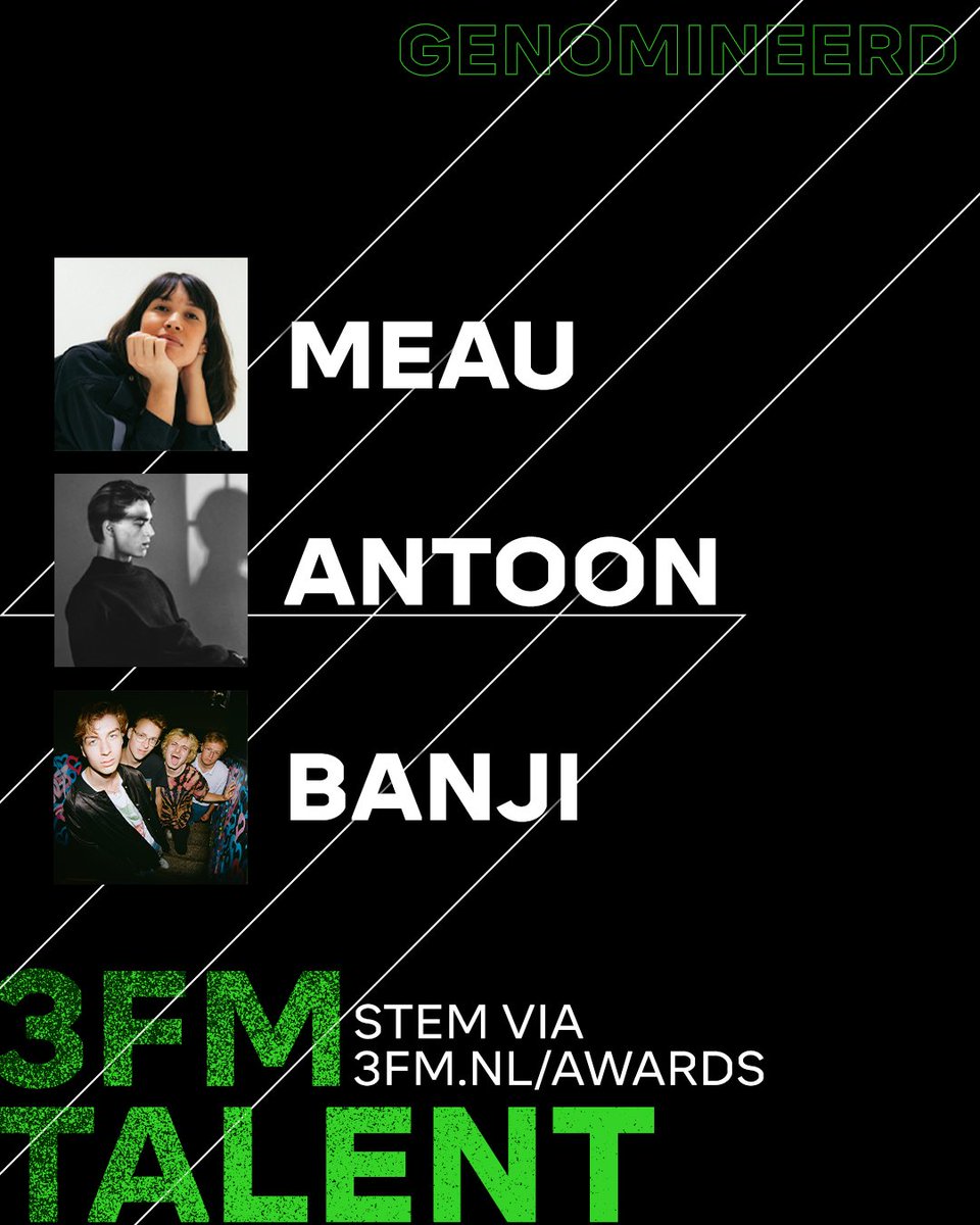 3FM's tweet image. Deze talenten zijn genomineerd voor '3FM Talent'. 😍

→ Vandaag maken we alle genomineerden bekend en kun je aan het eind van de dag ook weer stemmen. #3FM #3FMAwards