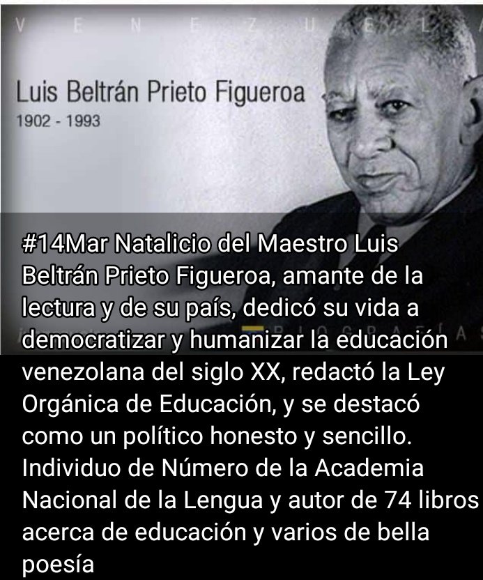 PsuvFF's tweet photo. #14Mar #Efemerides Natalicio de Luis Beltrán Prieto Figueroa
#PescadoresDePaz https://t.co/txrJWy15sZ
