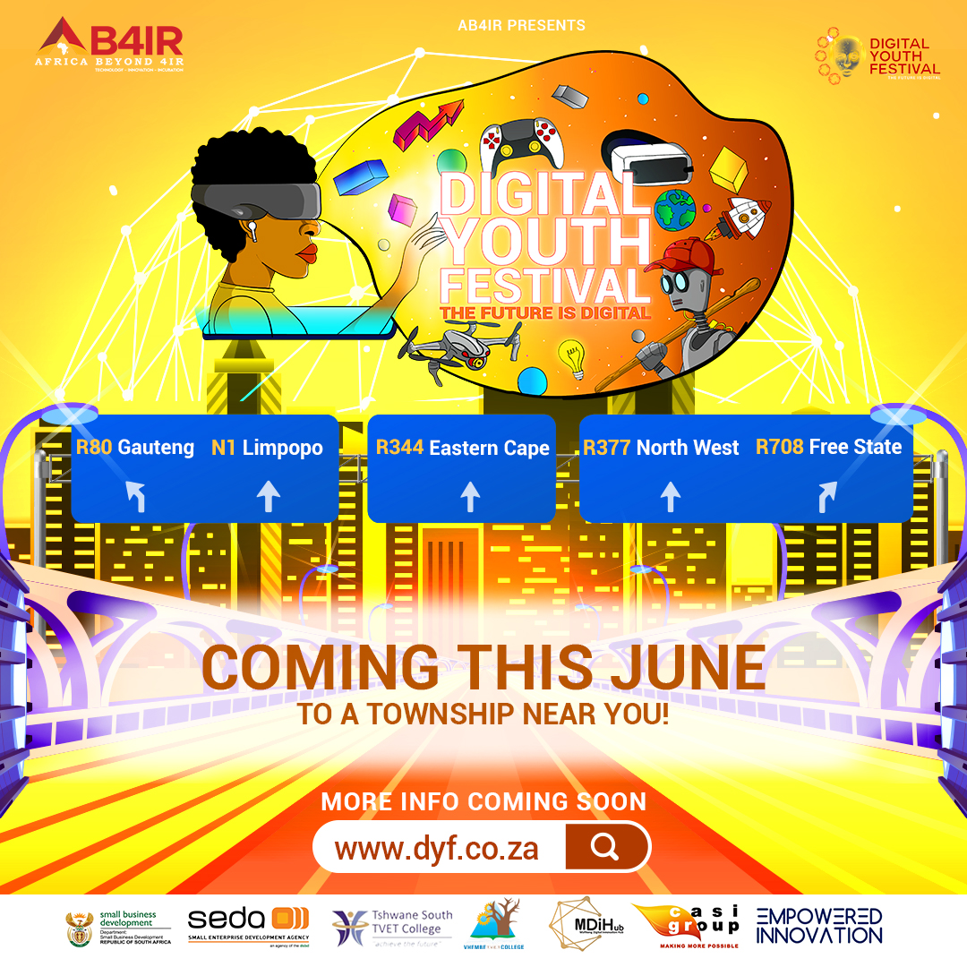 Digital Youth Festival is intended to empower our youth across the country in the rural/disadvantage communities on the opportunities in the digital economy.
#ab4ir
#dyf
#dyf_22 
#youthempowerment
#Youthmonth2022
#digitaleconomy 
#digitayouthfestival
#youthdevelopmentprogramme