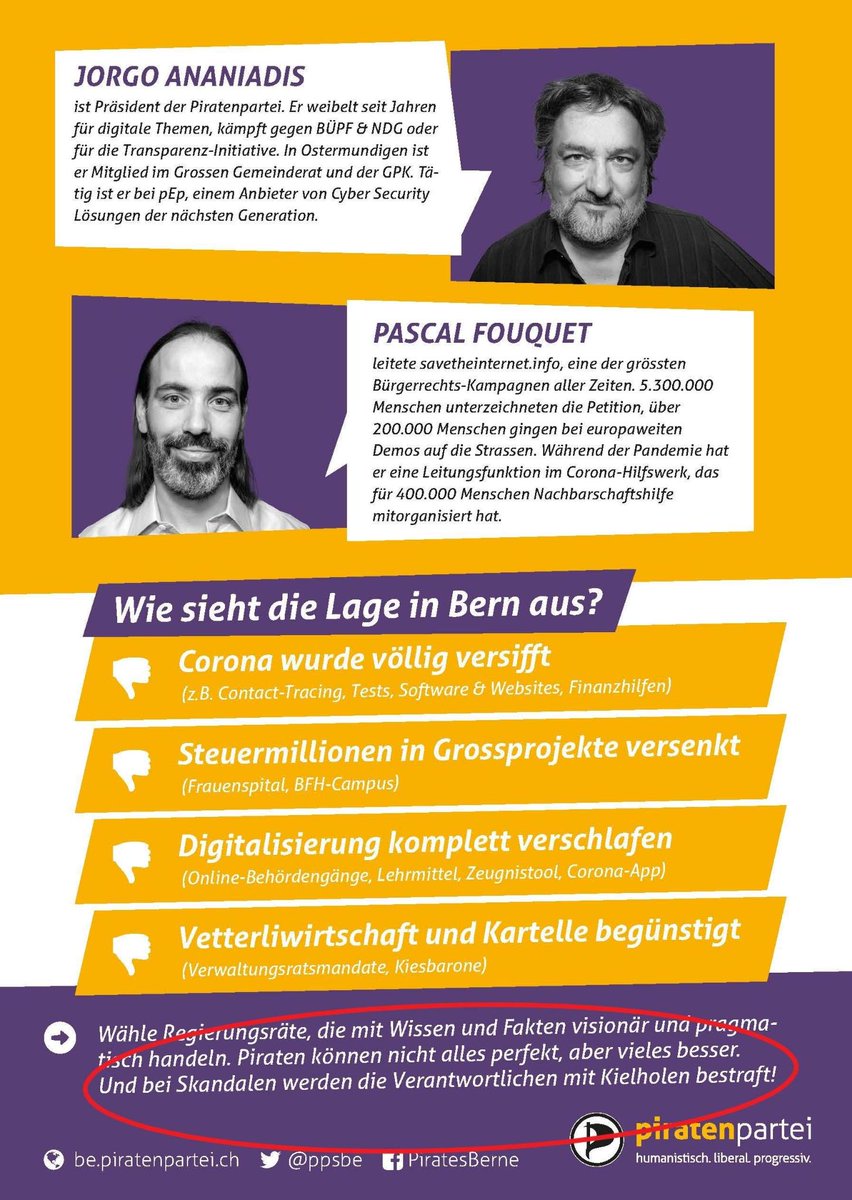 PPSBE's tweet photo. Ein guter Grund, #Piraten in die Berner Regierung zu wählen! 
#WahlBE22 #BE2022 #BoosterFürBern 
@JorgoA &amp; @PascalFouquet für #Bern https://t.co/VsQbKQaeSD
