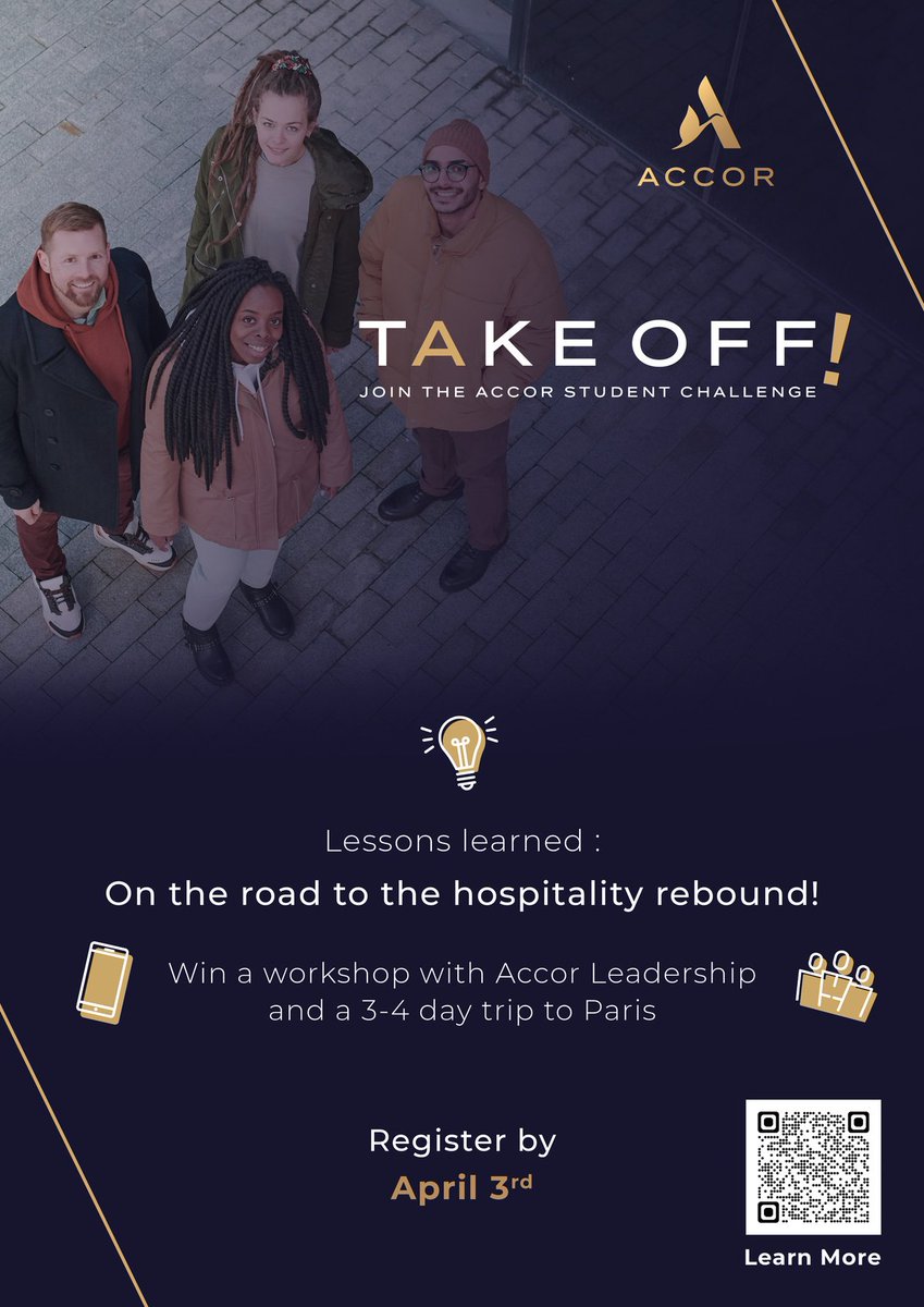 únete al desafío <a href="/Accor/">Accor Group</a> ¡TAKE OFF! para estudiante
Y gana un viaje a Paris para la jornada futuros talentos europeos
accortakeoff.com #Ibisalc @accorCareers <a href="/All/">ALL Accor</a>  #accortakeoff #takeoffaccor