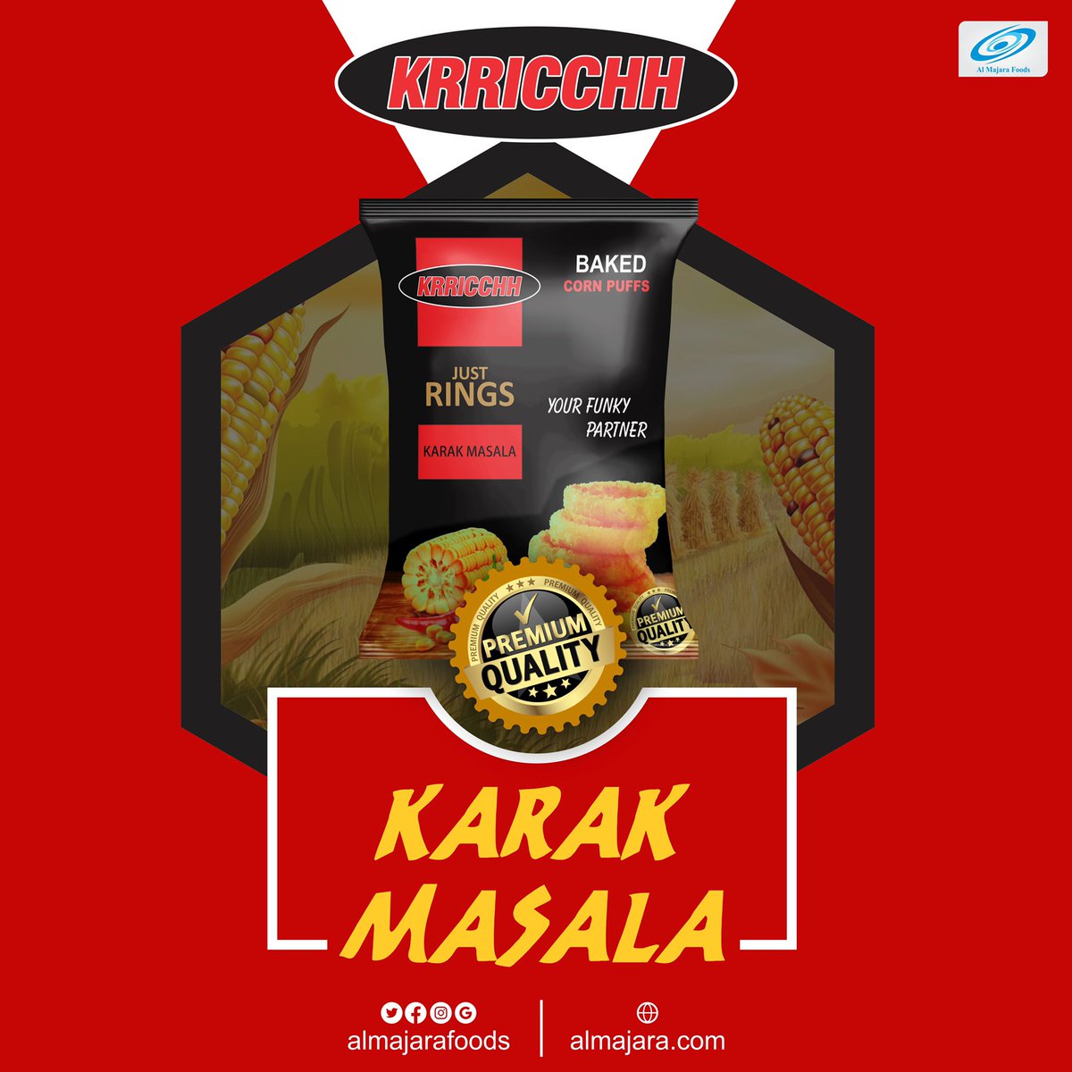 almajarafoods's tweet photo. Enjoy the spicy and masala full flavour to make your snack time full of joy. Try out now and make your time memorable. 

#KRRICCHH #bakedpuffs #justrings #rings #snack #snacktime #puffs #cornpuffs #cornpuff #cornpuffs https://t.co/53wJBOdg89