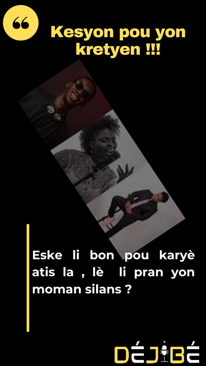 DejibeAyisyen's tweet photo. Nan dènye moman yo, plizyè atis evanjelik chwazi/fòse pran poz nan karyè yo.
Genyen ki anonse sa, gen lòt ki jis pa pwodui ni reyaji sou rezo yo osnon nan laprès.
Daprè ou, eske moman silans la bon pou karyè atis la?🤔
#DéJiBé #KPYK #TizèmizikEvanjelik https://t.co/f5qzTa7fDs