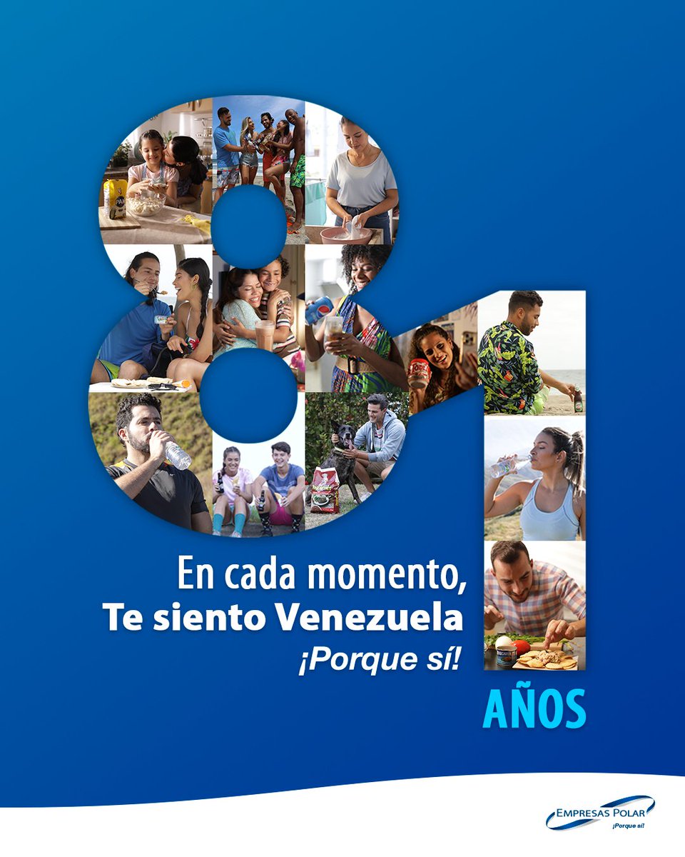 Celebramos 81 años sintiendo a Venezuela en cada una de las cosas que hacemos, en el cariño de nuestra gente, en la alegría que nos inspira cada mañana, en las ganas de quienes no se rinden y en el aplauso que nos invita a afrontar el nuevo día.
#TeSientoVenezuela #PorqueSí