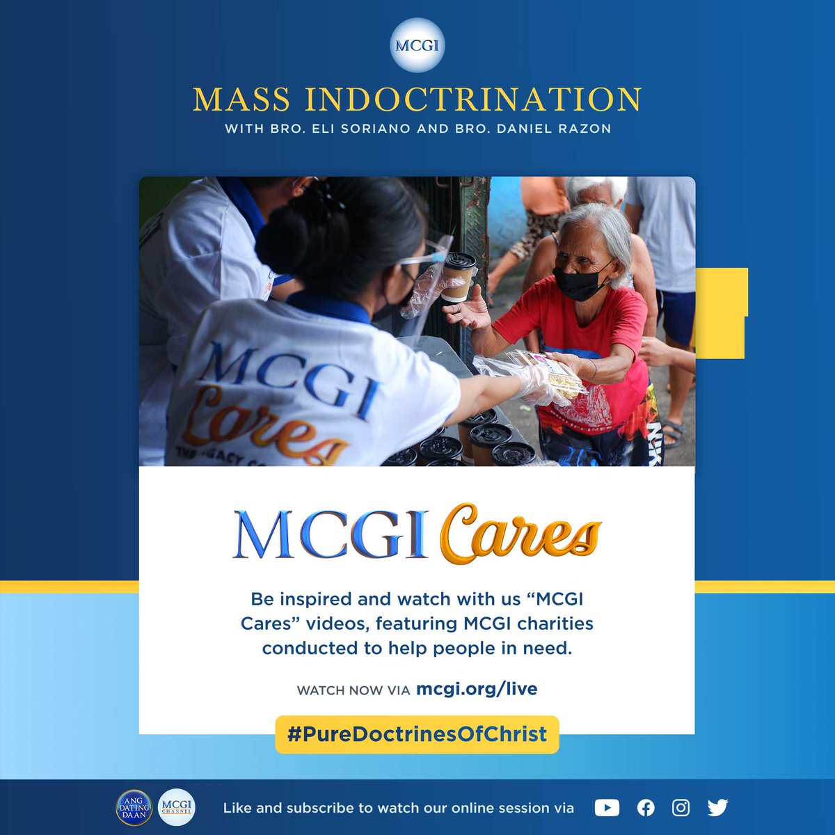 AngDatingDaanTV's tweet photo. Be inspired! Watch our short videos of good works done in faith, hope, and love.

Catch the news recaps of our “MCGI Cares” community outreaches right before the Mass Indoctrination starts!

The Church Built by God
#PureDoctrinesOfChrist https://t.co/2P4luIw42X