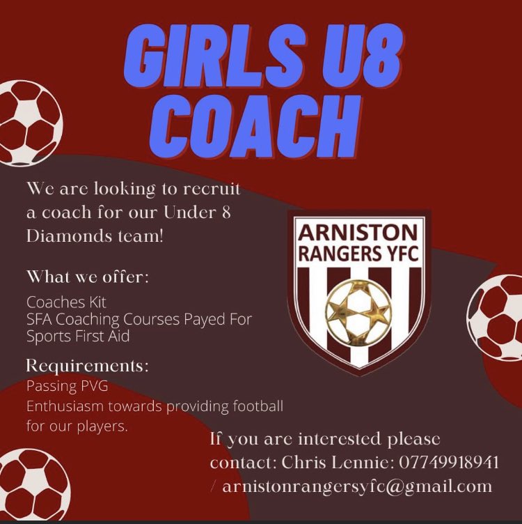 A great opportunity for someone over the age of 16 to join the coaching team at your local community club and help shape the future of our youngest players. Please message the page for more information or speak to one of our caching staff.