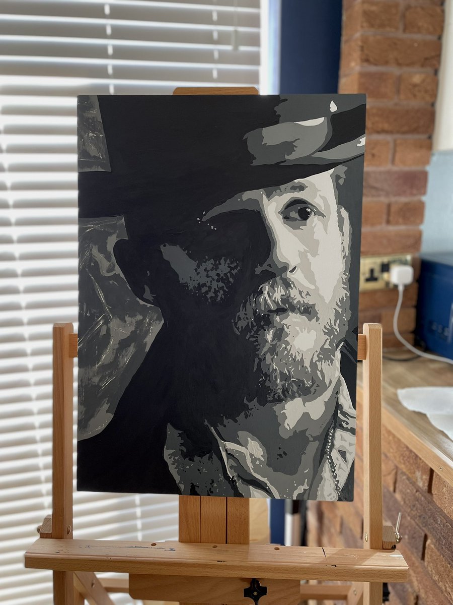 JohnCareless's tweet photo. My finished portrait of Alfie Solomons (Peaky Blinders).
I started this as a demo of how I paint for someone, but I quite like the way it’s turned out. https://t.co/mpLjGsBM8k