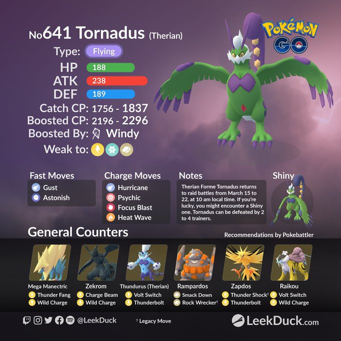 ポケモンgo 明日から 霊獣トルネロス が登場 色違いが実装 最大cp17 2296 気ままに ポケモンの巣窟
