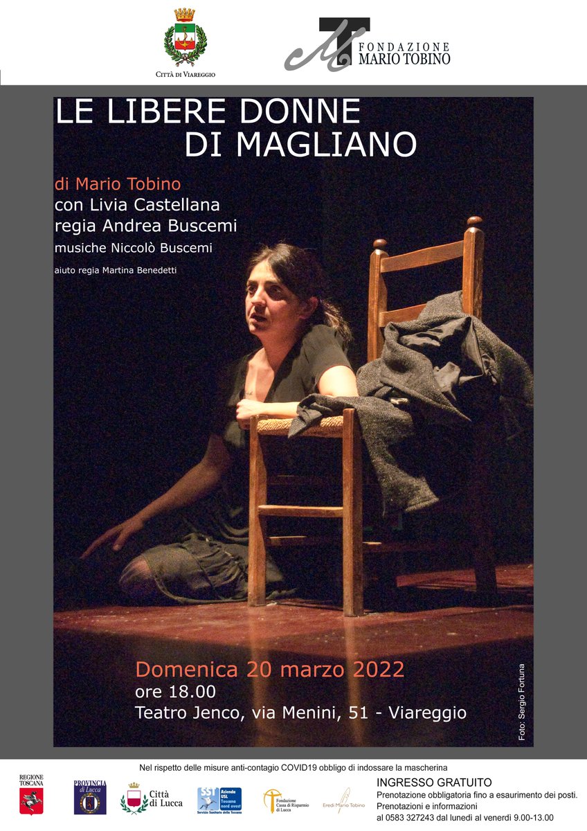 MarioTobino's tweet photo. #Spettacolo teatrale ----->> #Viareggio, DOMENICA 20 MARZO
#Regia di Andrea Buscemi
#Interpretazione di Livia Castellana
#Musiche di Niccolò Buscemi
Prenotazione telefonica: 0583 327243 https://t.co/MaudX0QEu9