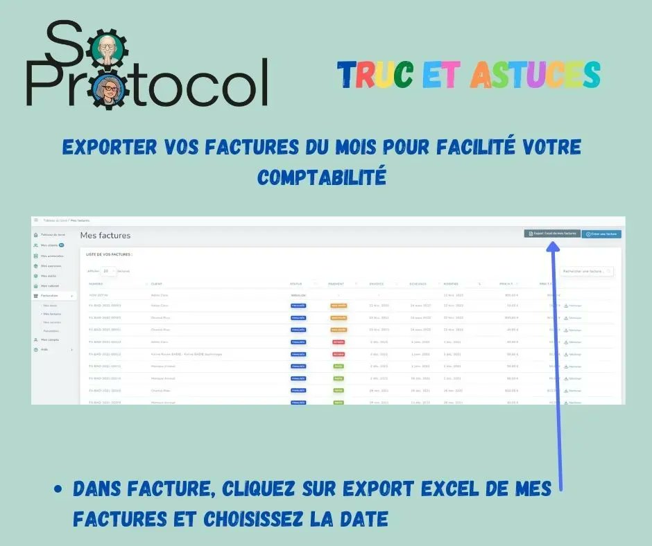 soprotocol's tweet photo. Voici un nouveau Trucs et Astuces: export des facture du mois pour sa comptabilité
Vous pouvez télécharger vos factures du mois rapidement
Cette astuce vous plait? N'hésitez pas à poser un commentaire sur google
https://t.co/ErjqPiGEHt...

L'équipe SoProtocol https://t.co/swlgAjVUl3