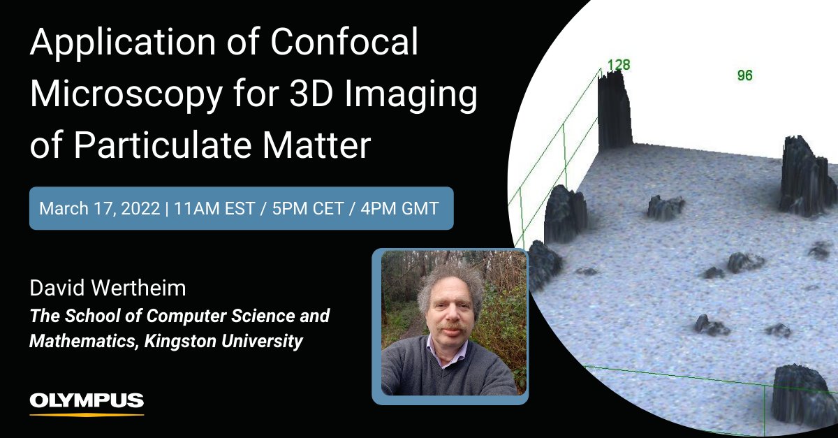 Evident_Ind's tweet photo. David Wertheim's current research is in the acquisition and analysis of confocal microscope images of particulate matter.

Register for this week's webinar to learn more! https://t.co/qRRzvLnZDp https://t.co/pziuqXT6FW