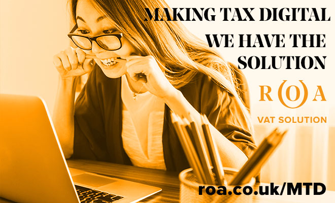 With just over a week to go until Making Tax Digital goes live, have you thought about ROA VAT Solution? No gimmicks. No small print. Just the exceptional service that you expect from the ROA. roa.co.uk/MTD