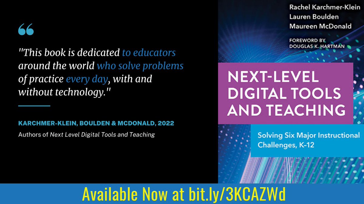 Excited to announce the release of our new book today: “Next Level Digital Tools and Teaching.” Grab your copy now! bit.ly/3KCAZWd  #NextLevelTechTeaching #edtech #education #teachers <a href="/RKarchmerklein/">Rachel KarchmerKlein</a> @DrMcDonaldin1st <a href="/TCPress/">Teachers College Press</a>