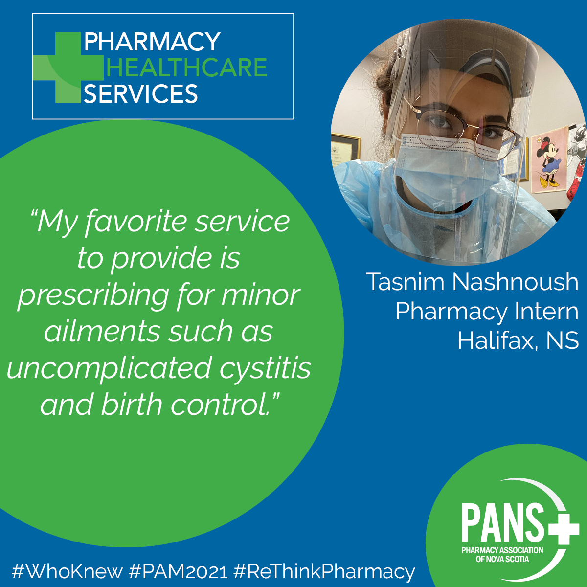 PharmacyNS's tweet photo. Meet Tasnim Nashnoush, a pharmacy intern who is passionate about prescribing for minor ailments such as UTIs and for birth control.
Thank you, Tasnim, for everything you do for your patients!
#PAM2022 #WhoKnew #ReThinkPharmacy #ThankYouPharmacy https://t.co/Cbco75NDaG