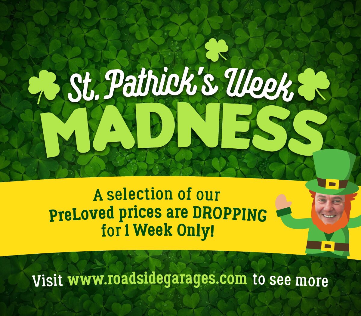 We’re celebrating #stpatricksweek already ☘️! Prices everywhere are on the rise so we’ve decided to drop our used car prices this week 😃. Check out our latest Preloved selection at bit.ly/3Jcyj1c. Call 02870356888 for an appointment or email sales@roadsidegarages.com.
