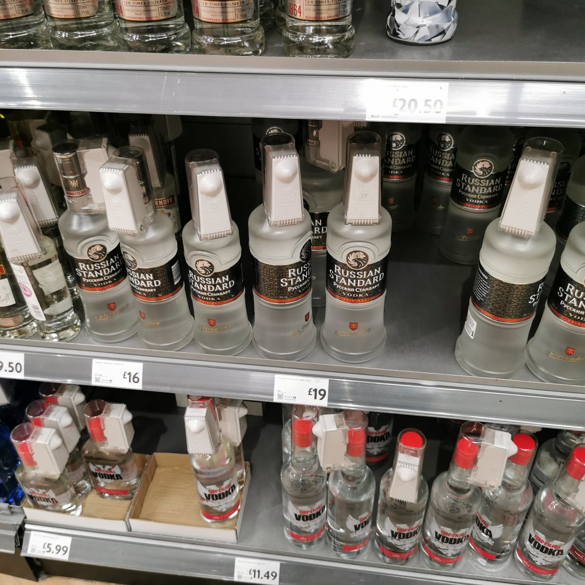 sihopkin's tweet photo. @Morrisons
In your Skipton store yesterday. Russian Vodka on sale. Asked a supervise about this. She called a manager (Dave) he said they were just selling off the one they had first before banning sales? Disgraceful. Claiming you had banned sales in the press. No you haven't https://t.co/VXs9W3YkKI