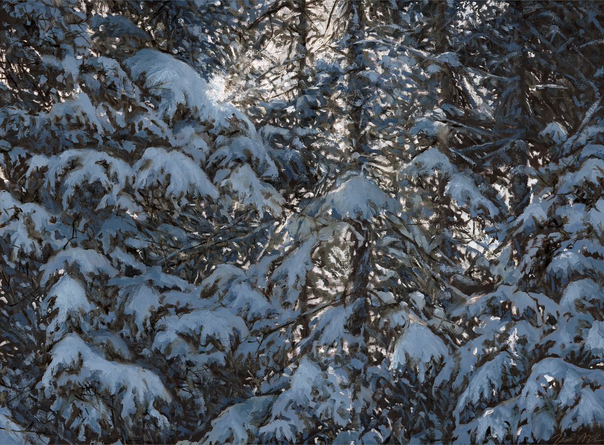 Sun through the snowy trees. Oil on wood panel.
#oilpainting #paintings #borealforest