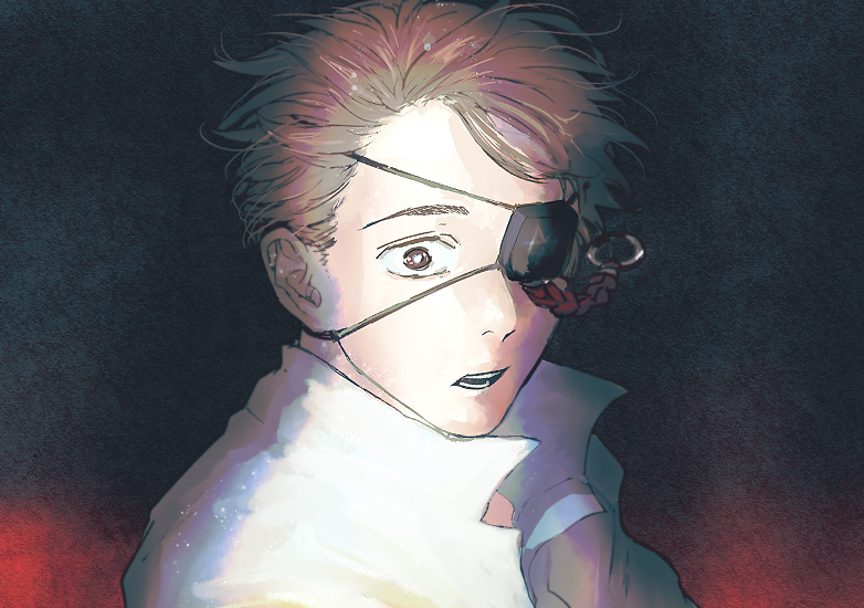 eyepatch solo male focus 1boy looking at viewer brown hair short hair  illustration images