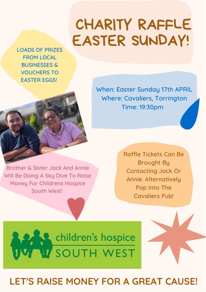 Jack Sidney Littlejohns (@jacklj777) on Twitter photo Today’s the day that our raffle draw tickets go on sale for a £1 per strip, we have many fantastic prizes to be won such as gift vouchers from local businesses and Easter eggs and many other prizes to help raise money for the <a href="/CHSW/">Children's HospiceSW</a> ♥️ Today’s the day that our raffle draw tickets go on sale for a £1 per strip, we have many fantastic prizes to be won such as gift vouchers from local businesses and Easter eggs and many other prizes to help raise money for the <a href="/CHSW/">Children's HospiceSW</a> ♥️