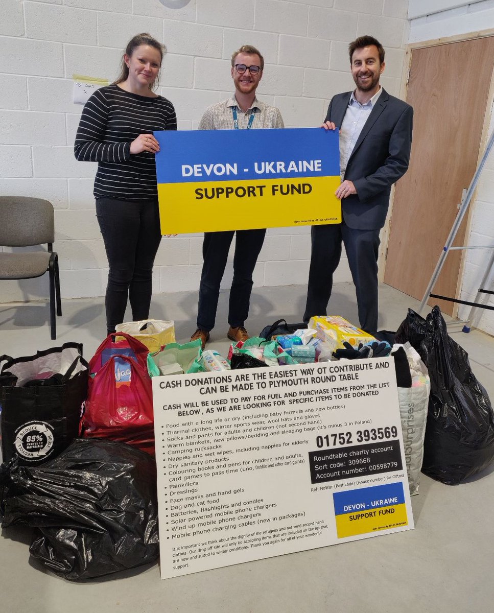 We were delighted to drop in our donation to the Devon Ukraine Support Fund on Friday &amp; play a little part in helping the millions of people displaced. 
Donations are still very much needed. 
Specific details can be found on their Facebook page facebook.com/devonukrainesu…