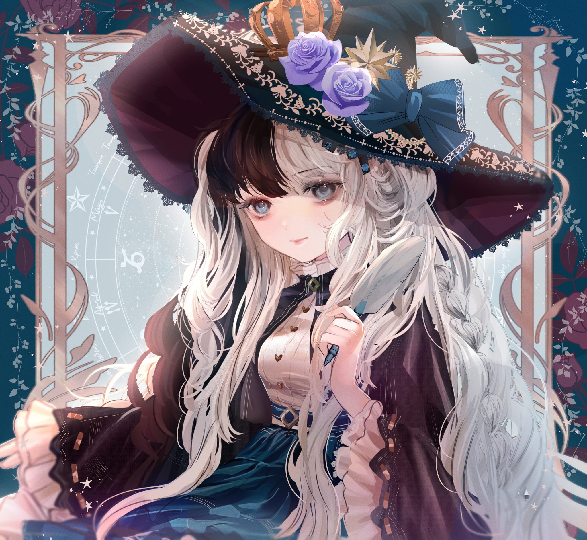 こもりひっき ローソンブロマイド Diamondartキット発売中です 羽ペンと魔女 Wip 白髪 黒メッシュの お 勉強中の おしゃれ魔女の女の子イラストです ホワイトデーは銀髪白髪を愛でる日 イラスト イラスト王国 T Co Hkzsrro9dj Twitter